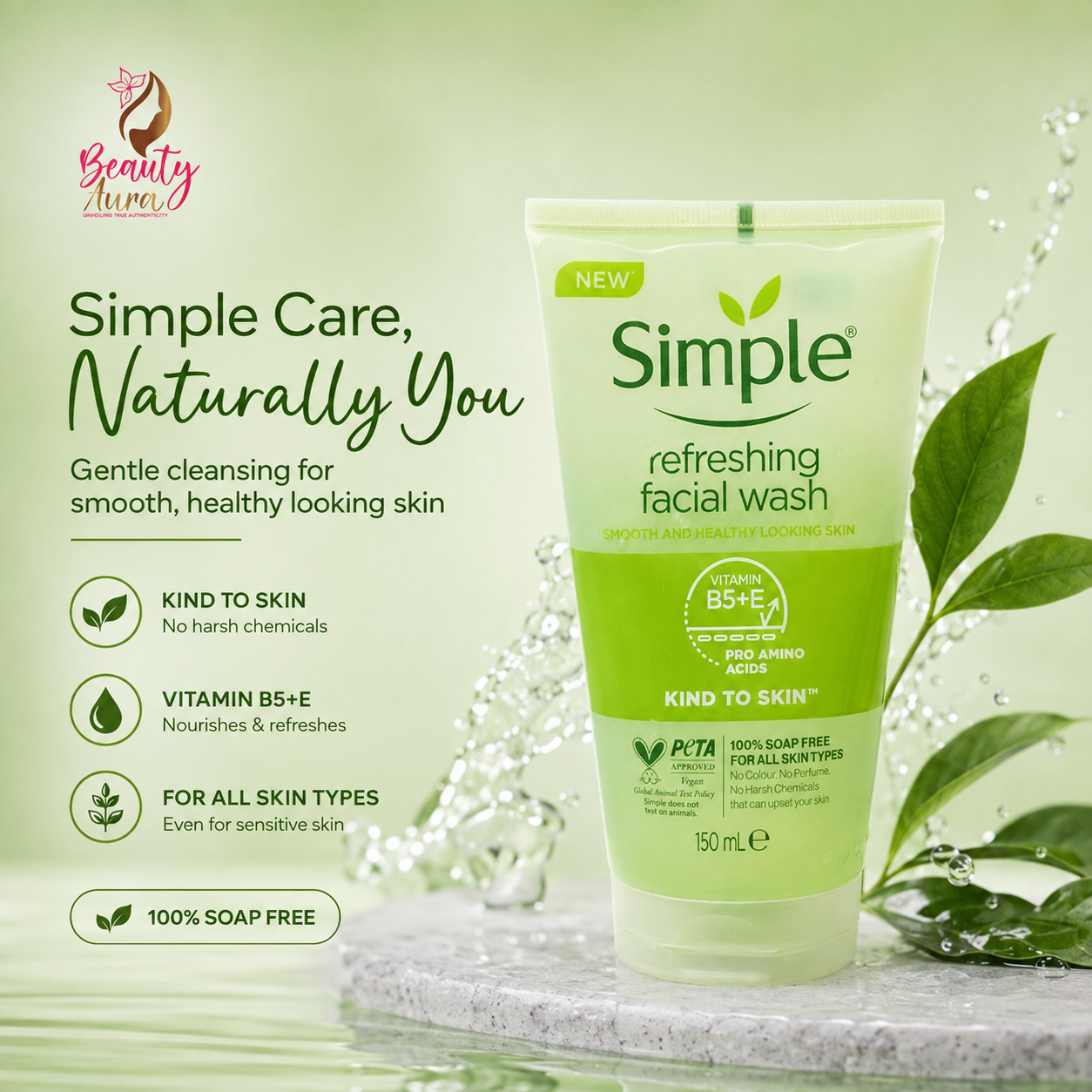 Simple Kind To Skin Refreshing Facial Wash Gel 150ml