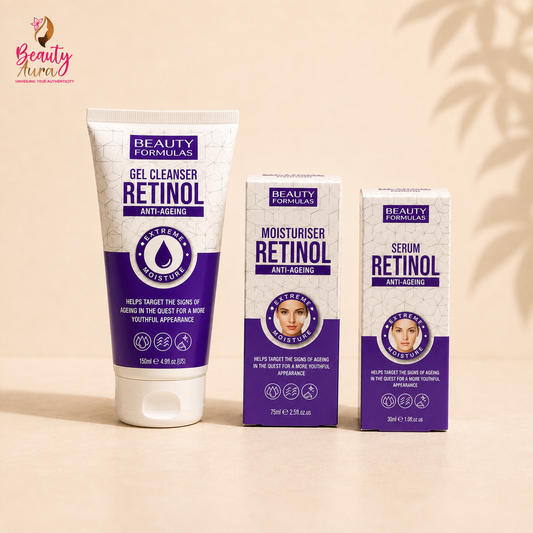 Beauty Formulas Retinol Anti-Ageing Skincare Set (Cleanser, Serum & Moisturizer)