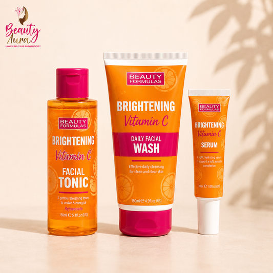 Beauty Formulas Vitamin C Brightening Skincare Set (Face Wash, Serum & Tonic)