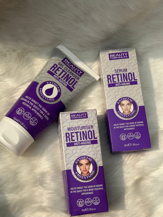 Beauty Formulas Retinol Anti-Ageing Skincare Set (Cleanser, Serum & Moisturizer)