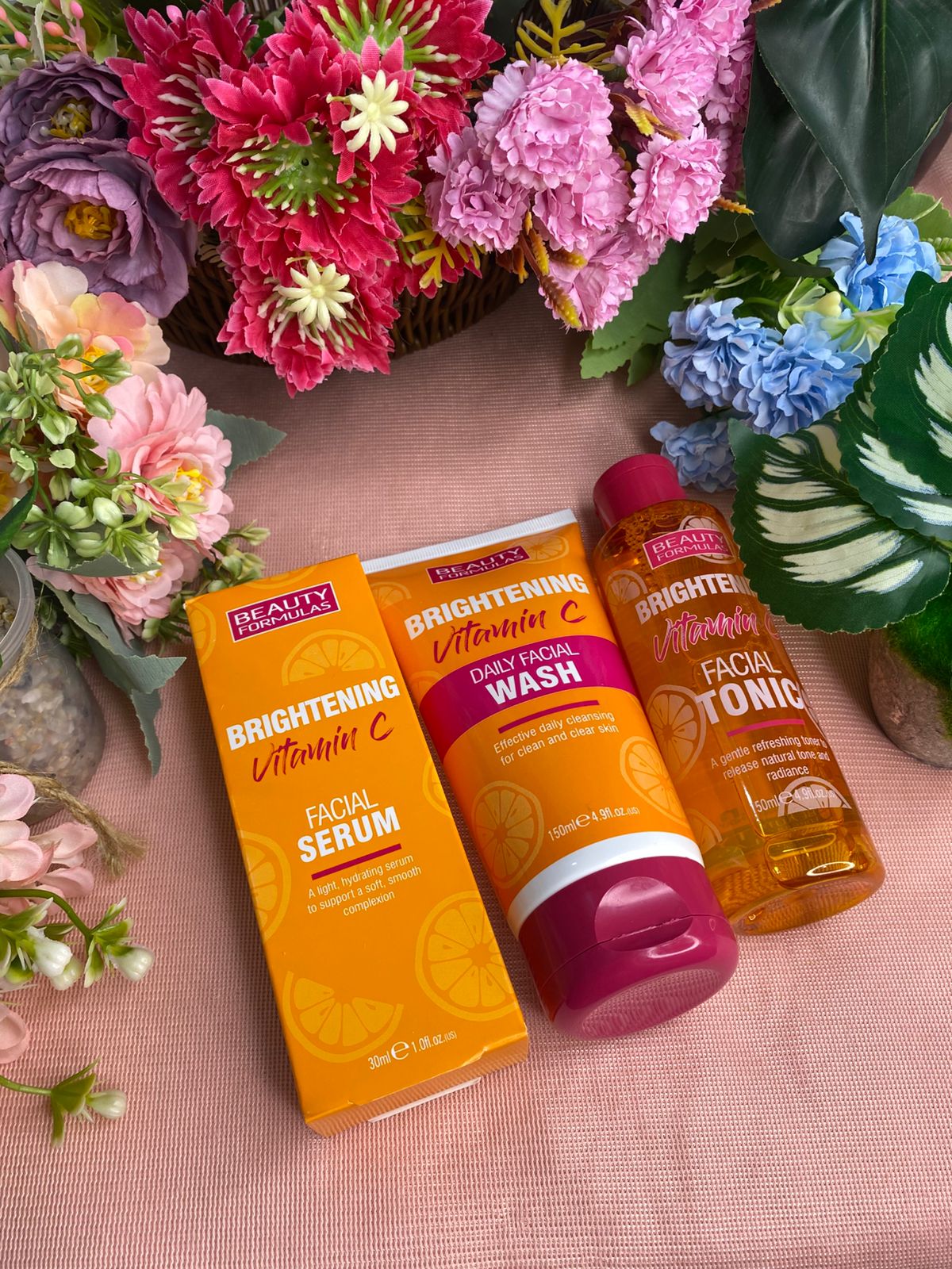 Beauty Formulas Vitamin C Brightening Skincare Set (Face Wash, Serum & Tonic)