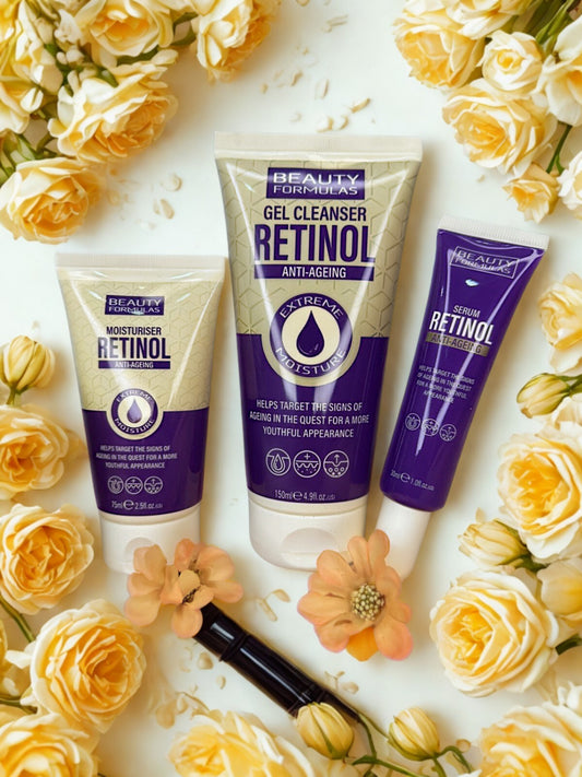 Beauty Formulas Retinol Anti-Ageing Skincare Set (Cleanser, Serum & Moisturizer)