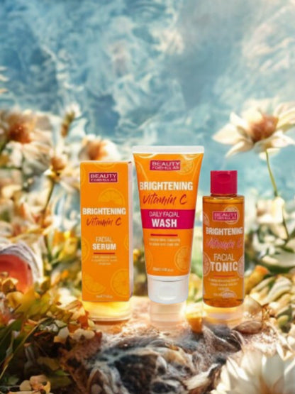 Beauty Formulas Vitamin C Brightening Skincare Set (Face Wash, Serum & Tonic)